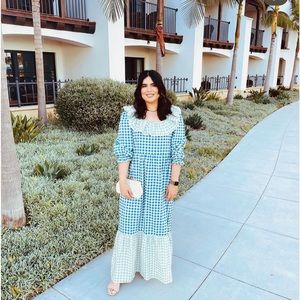 Organic Cotton maxi smock dress in Mix check